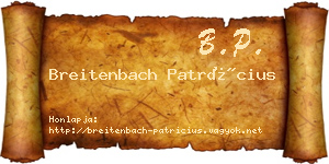 Breitenbach Patrícius névjegykártya